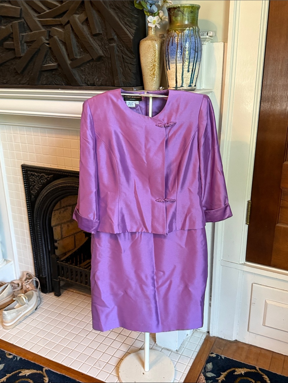 Donna Morgan Vintage Lavender Silk dress that looks like a suit- worn 2 times